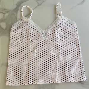 Brandy Melville White and Red Heart Camisole never worn